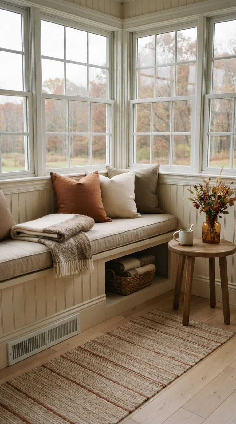 farmhouse fall decor Autumn Window Seat