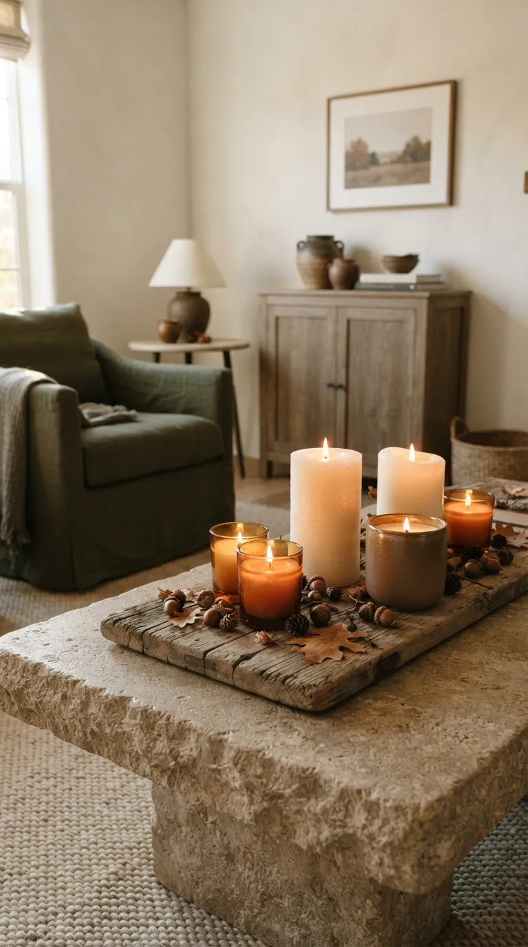 farmhouse fall decor Cozy Candle Grouping