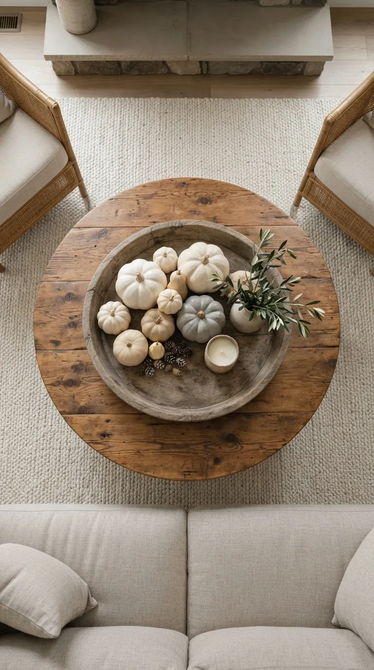 farmhouse fall decor Neutral Pumpkin Tray