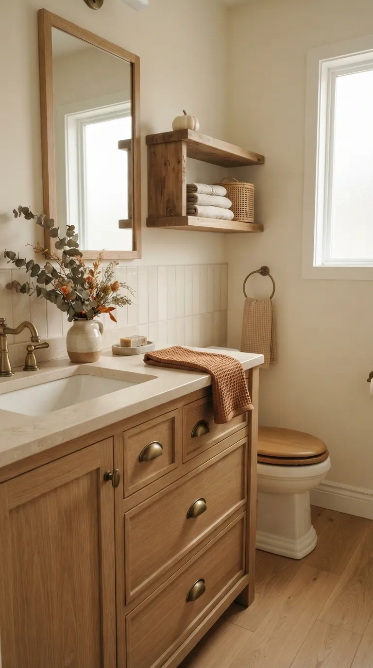 farmhouse fall decor Simple Fall Bathroom