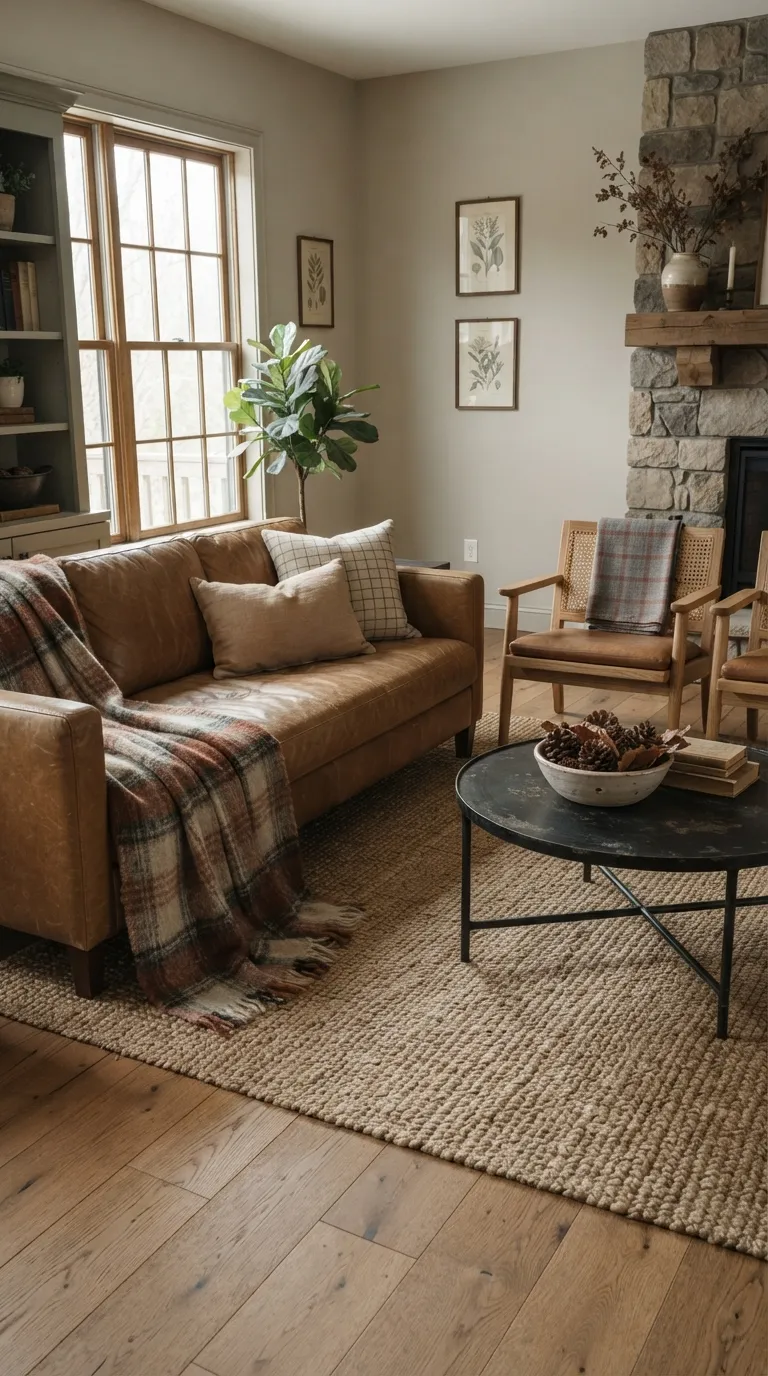 farmhouse fall decor Warm Plaid Textiles
