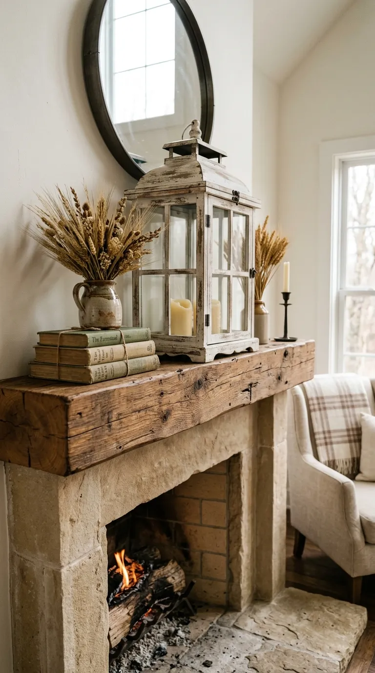 farmhouse lantern decorating ideas Create a Rustic Mantel Display