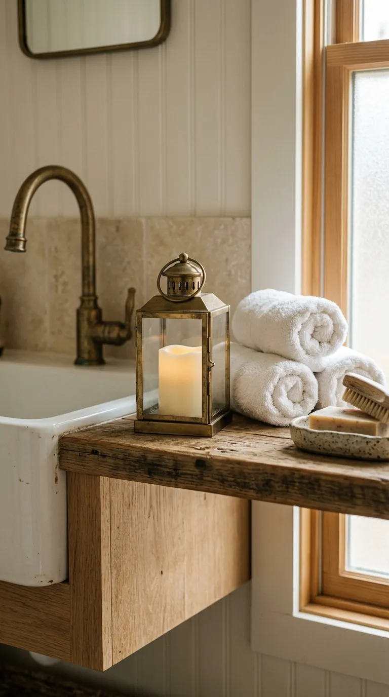 farmhouse lantern decorating ideas Create a Soft Bathroom Accent