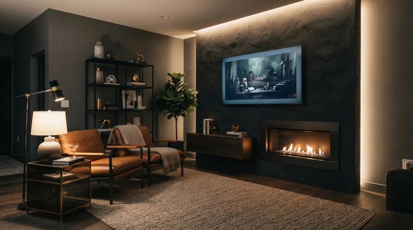 fireplace tv wall Dark Charcoal Accent