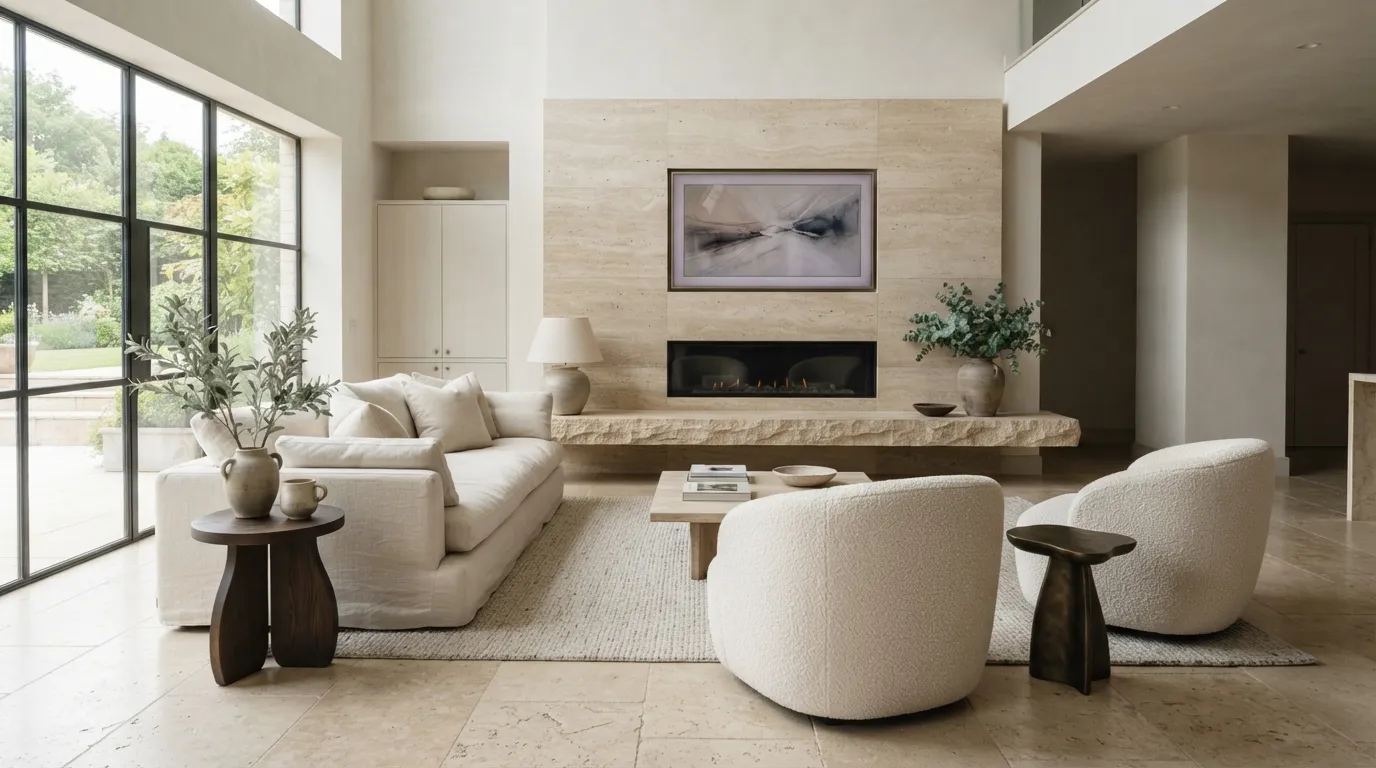 fireplace tv wall Floating Stone Hearth