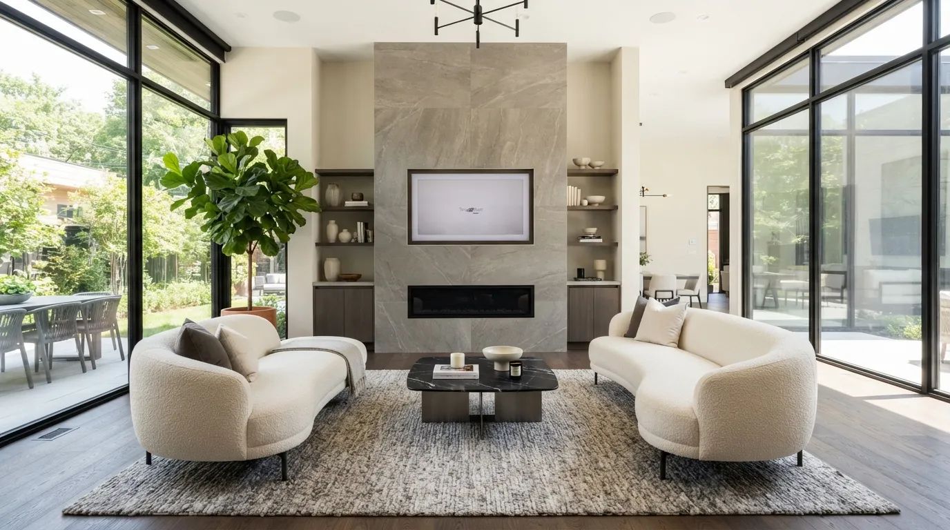 fireplace tv wall Floor-To-Ceiling Tile