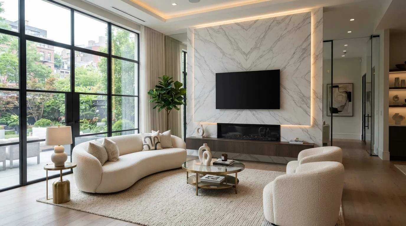 fireplace tv wall Marble Statement Wall