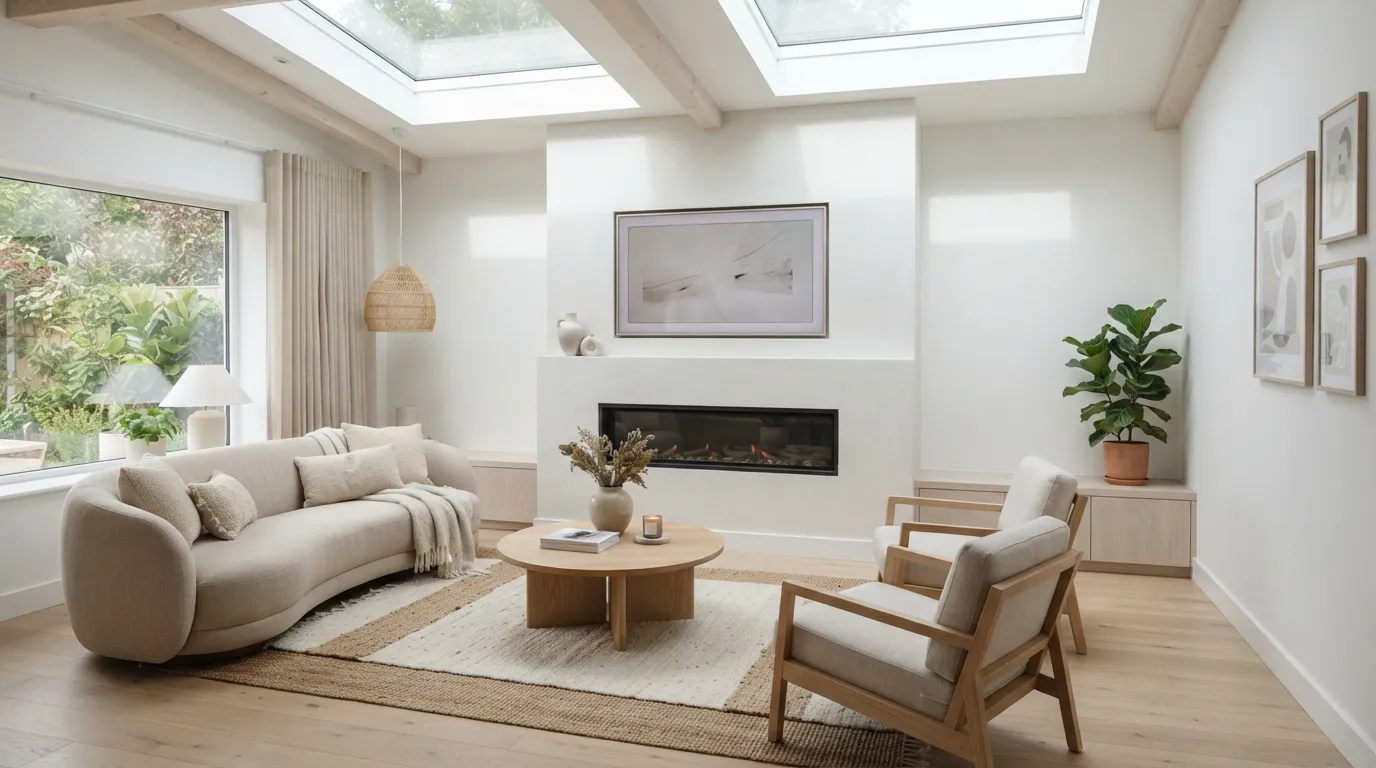 fireplace tv wall Minimal White Design