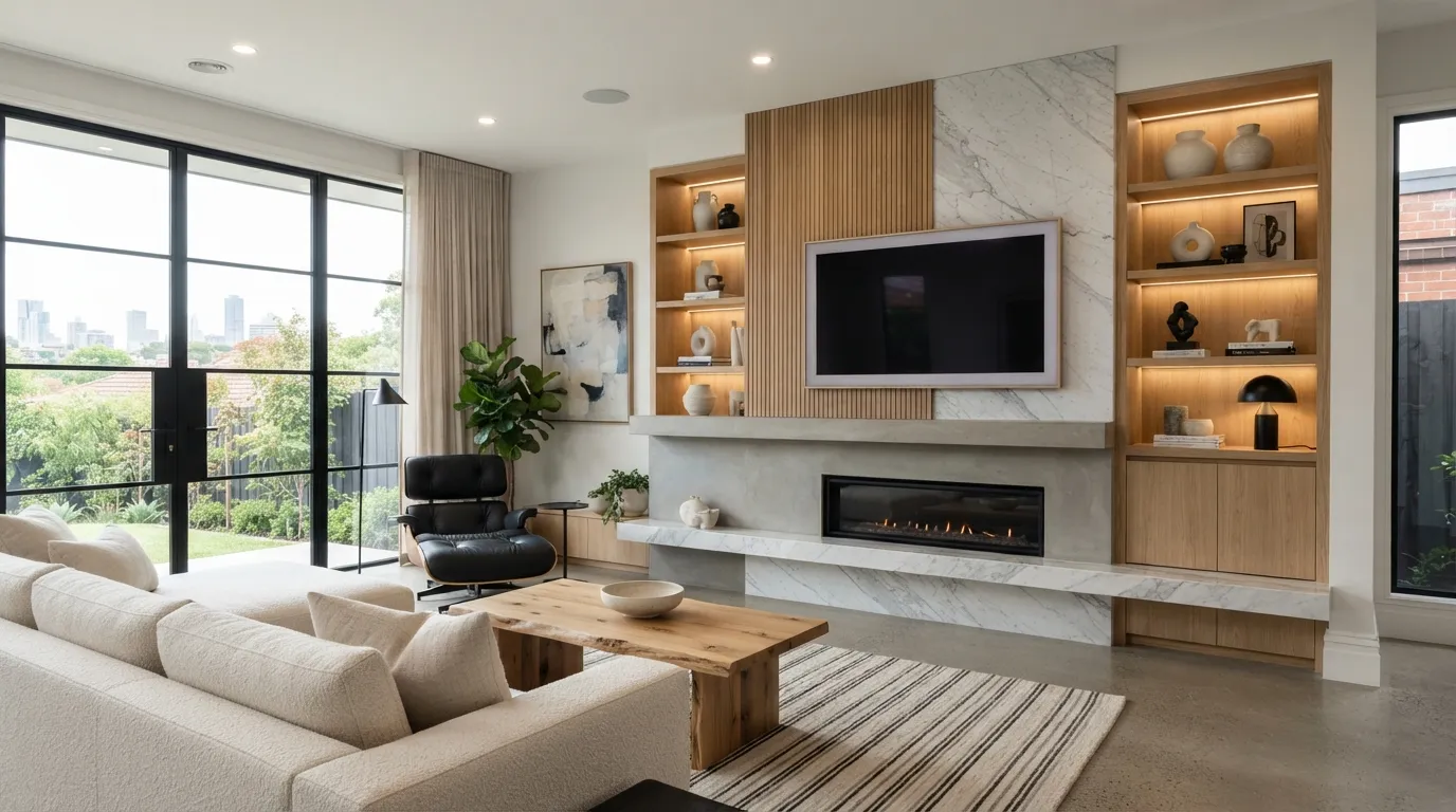 fireplace tv wall Mixed Material Design