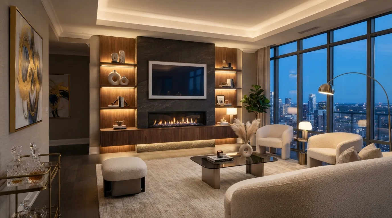 fireplace tv wall Smart Ambient Lighting