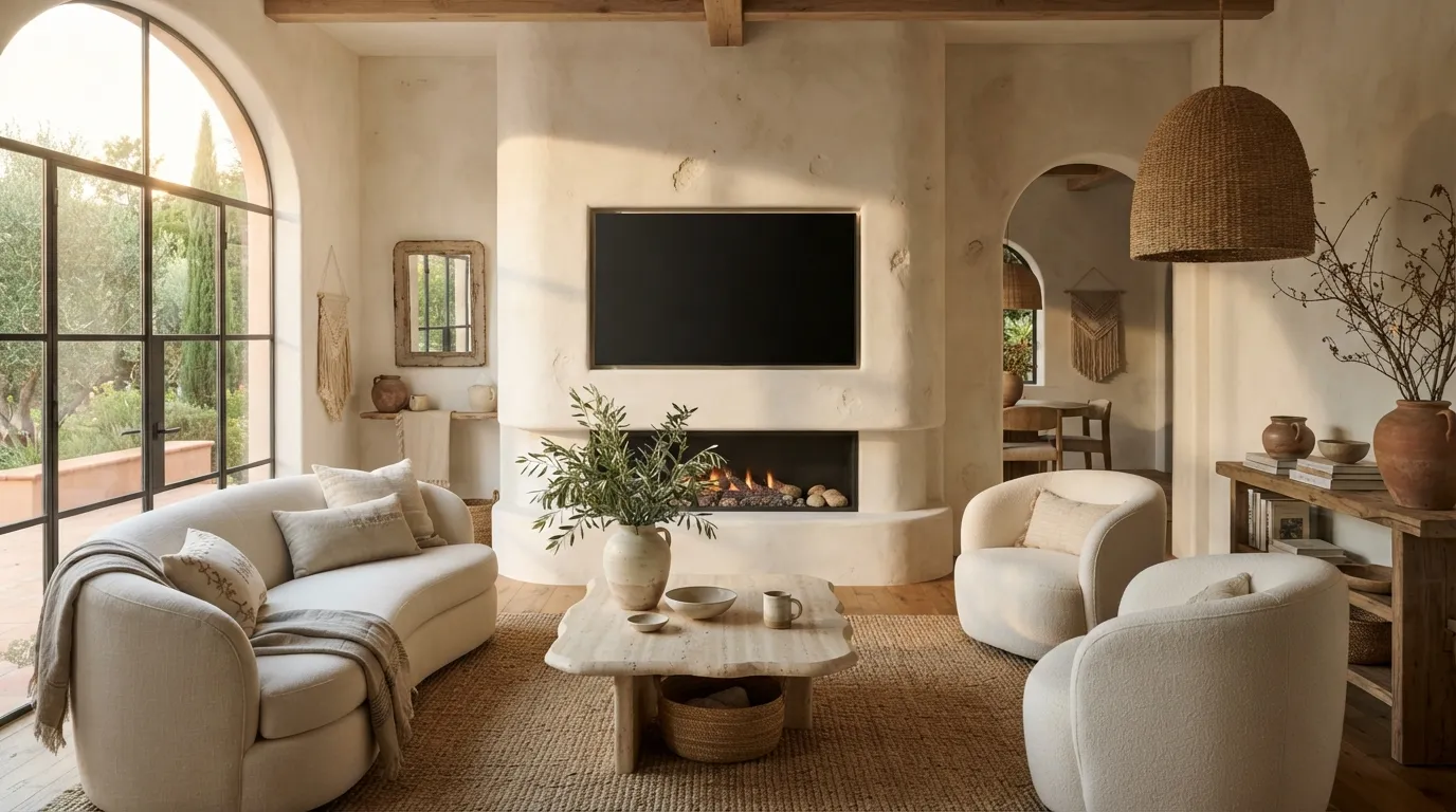 fireplace tv wall Textured Plaster Finish