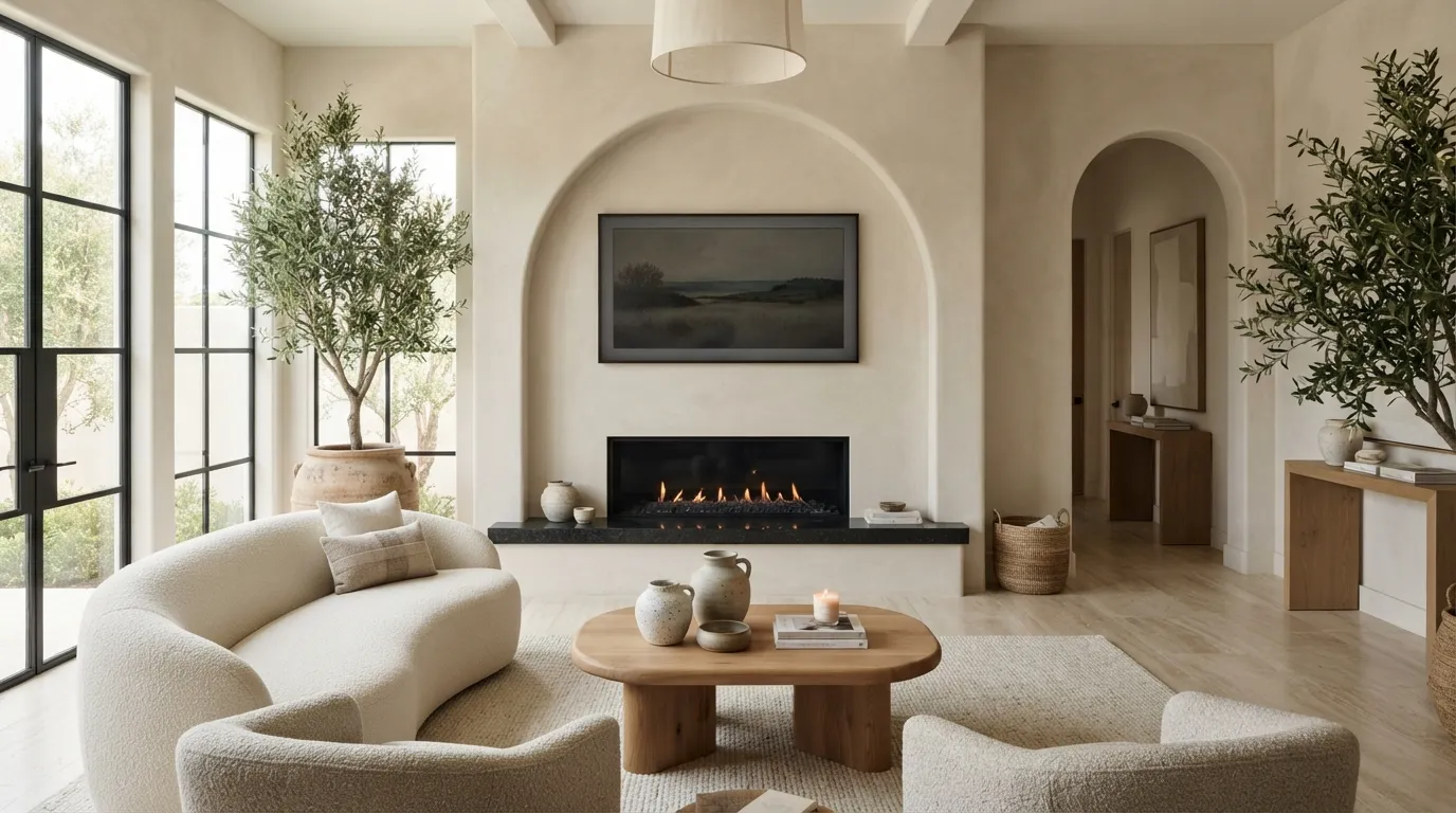 fireplace wall ideas with tv Arched Fireplace Niche