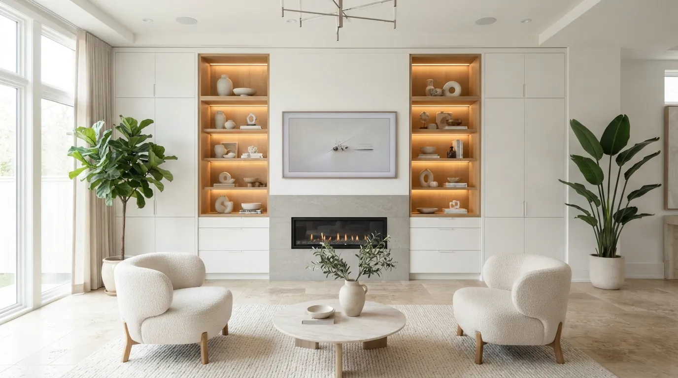 fireplace wall ideas with tv Floor-to-Ceiling Built-In Storage