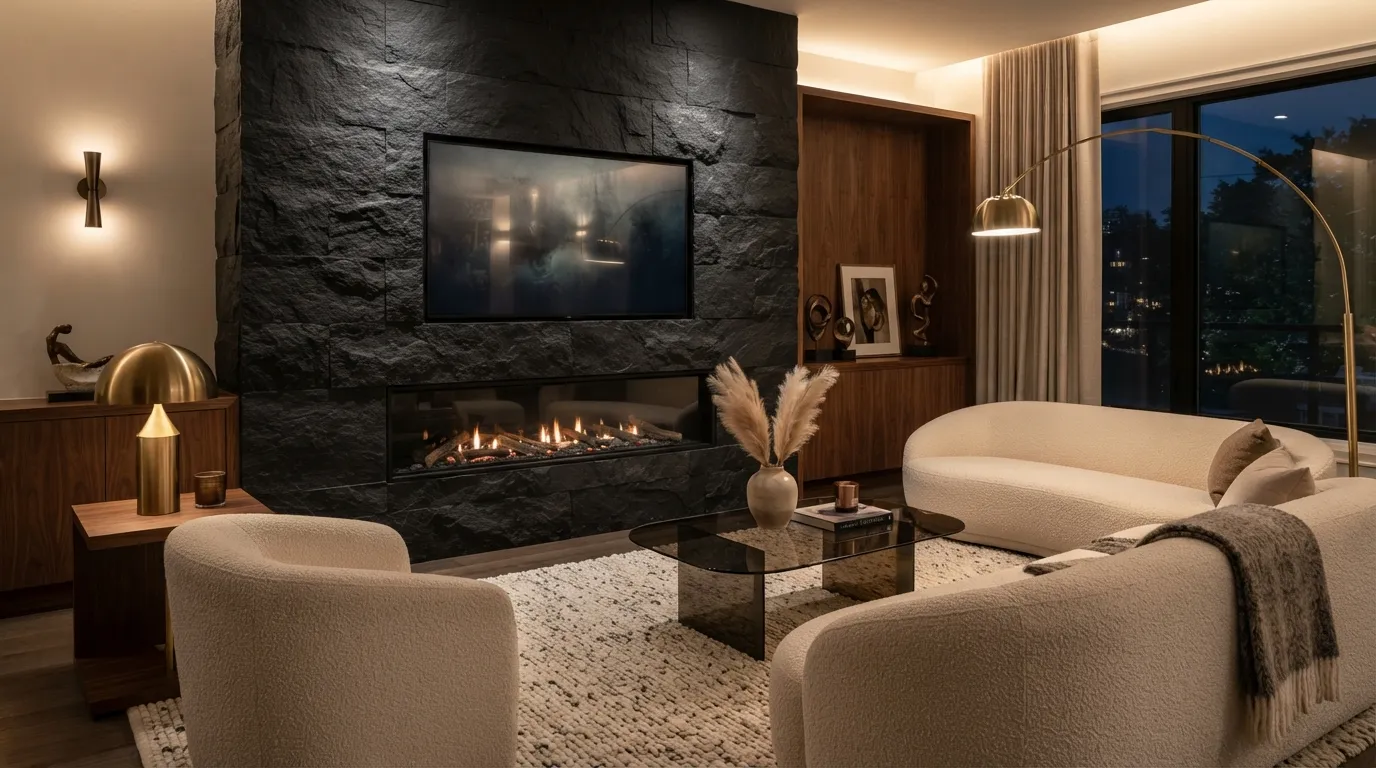 fireplace wall ideas with tv Minimalist Floating Fireplace Wall