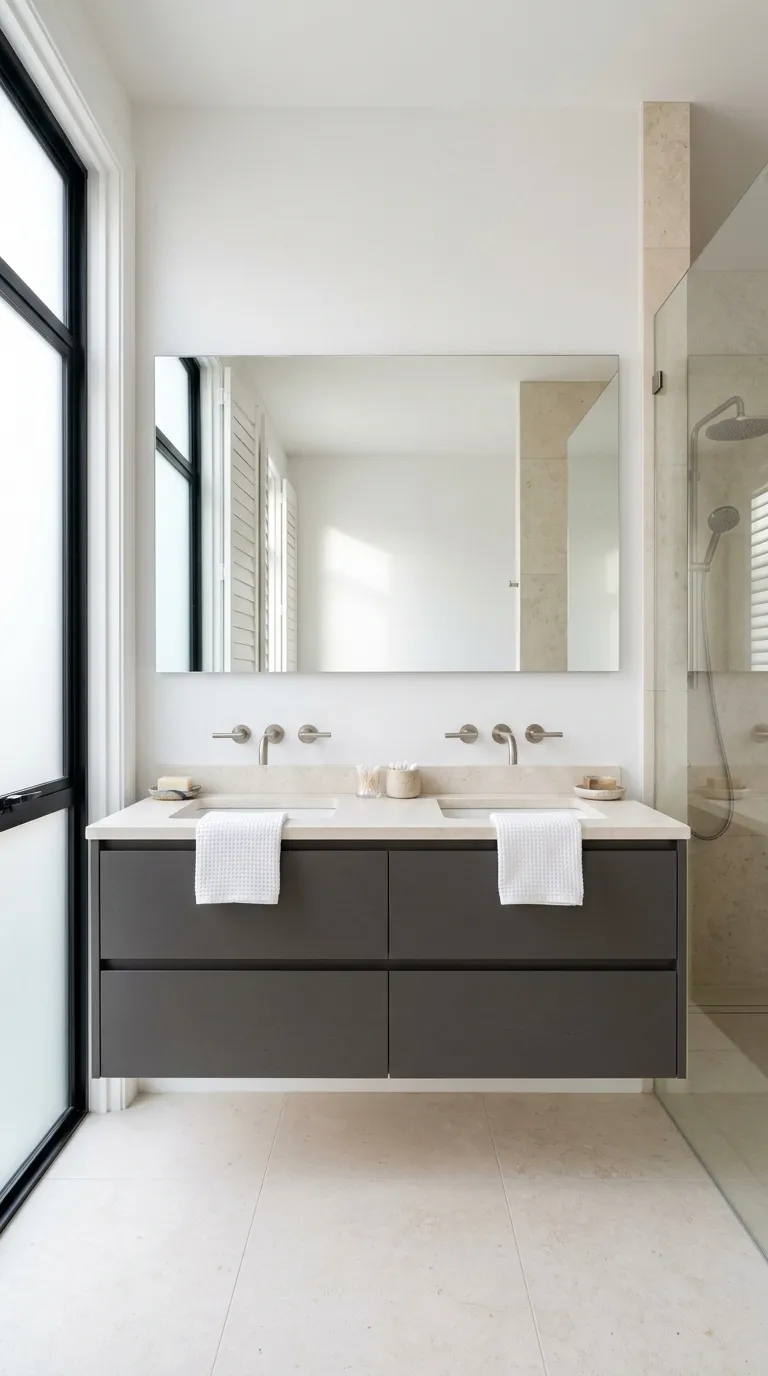 floating bathroom vanity ideas Compact Floating Vanity With Clever Storage