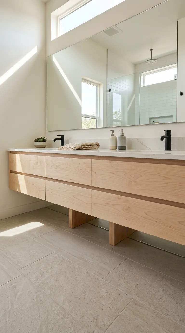 floating bathroom vanity ideas Floating Vanity With Open Floor Space