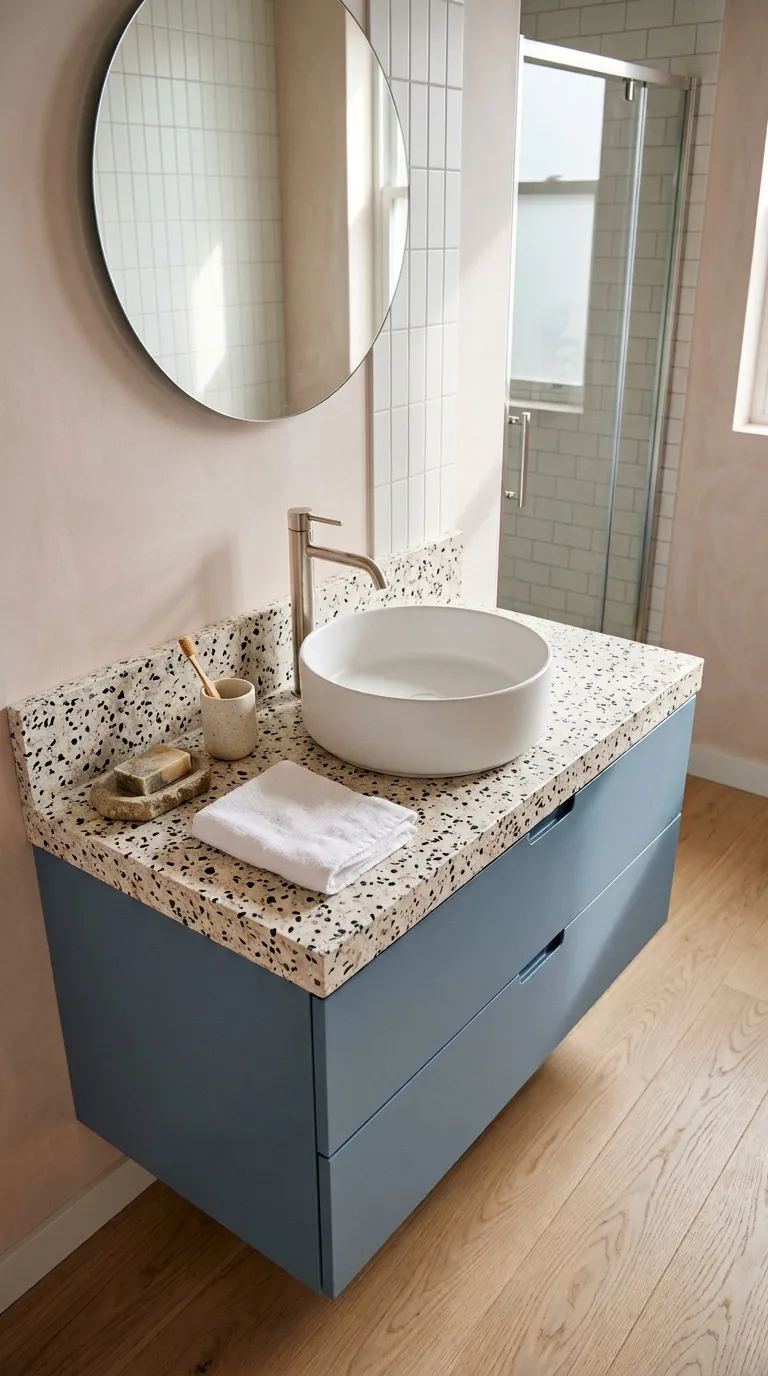 floating bathroom vanity ideas Floating Vanity With Terrazzo Countertop
