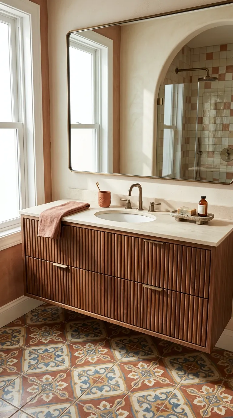 floating bathroom vanity ideas Floating Vanity With Wall-Mounted Faucets