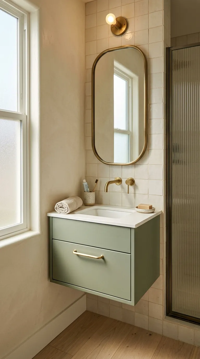 floating bathroom vanity ideas Slim Floating Vanity for a Small Bathroom
