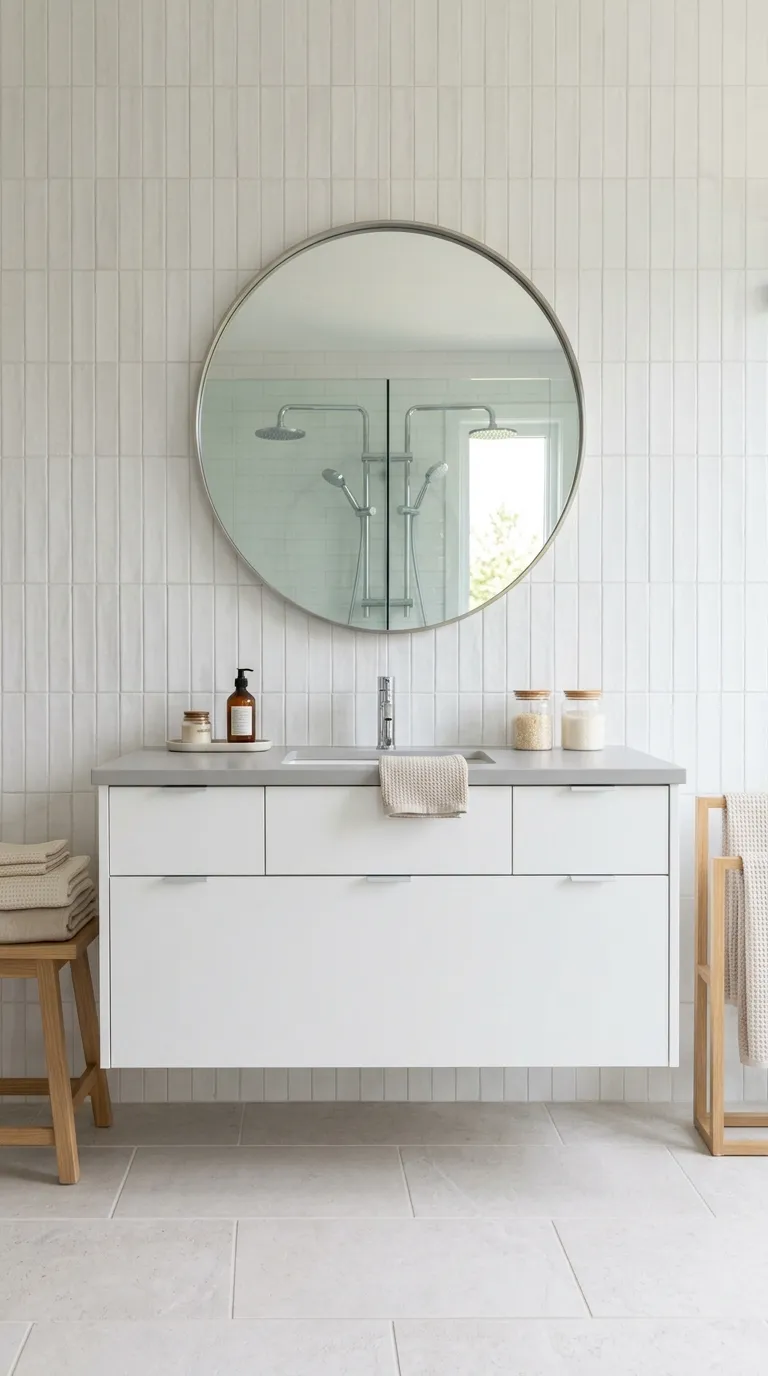 floating bathroom vanity ideas White Floating Vanity for a Clean Look