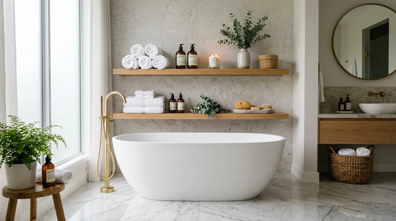 floating shelves ideas Bathroom Spa Storage