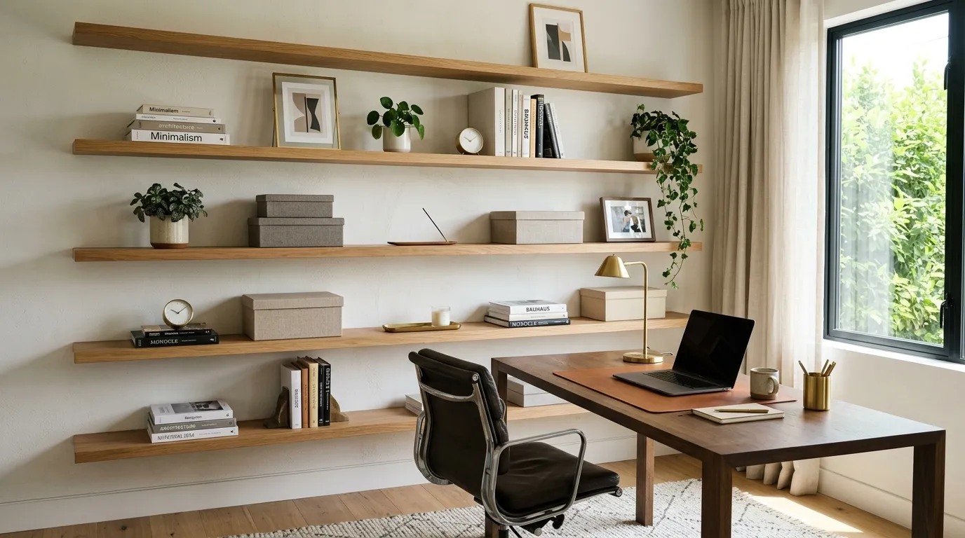 floating shelves ideas Floating Shelves Ideas Above Desk