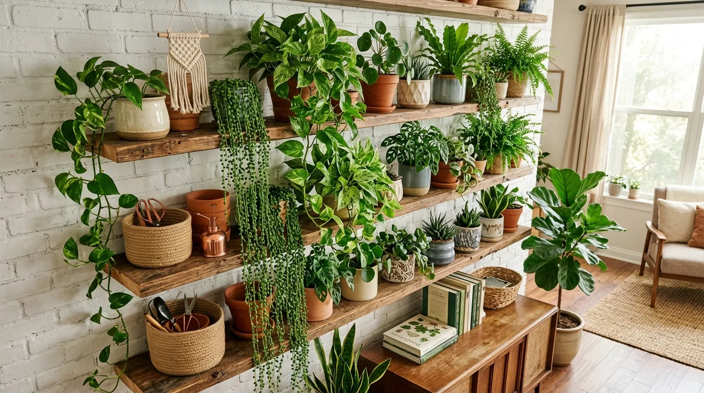 floating shelves ideas Plant-Filled Green Wall