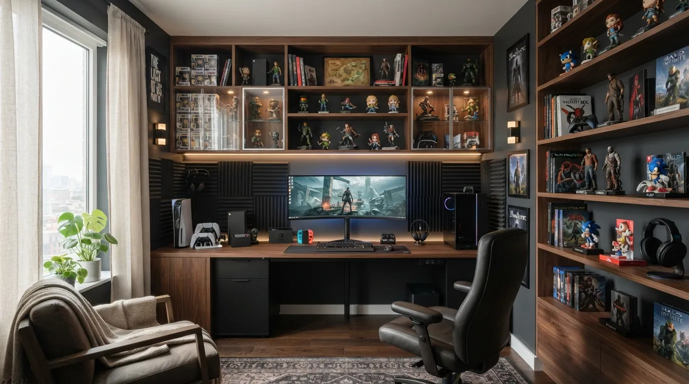 game room Built-In Wall Shelves