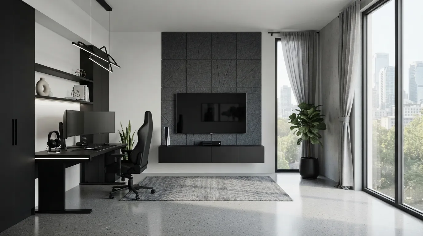 game room design Minimalist Monochrome Style