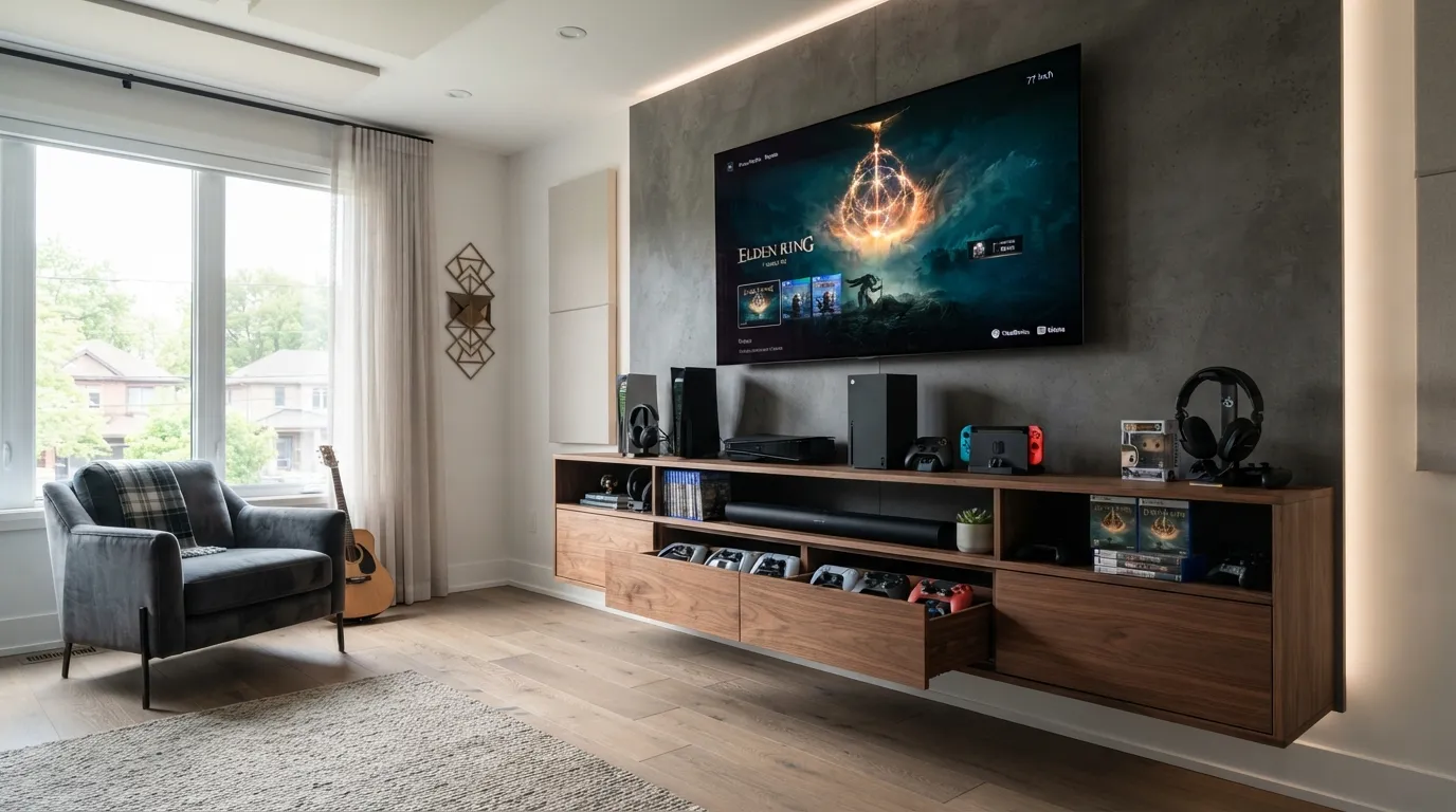 game room Floating Media Cabinet