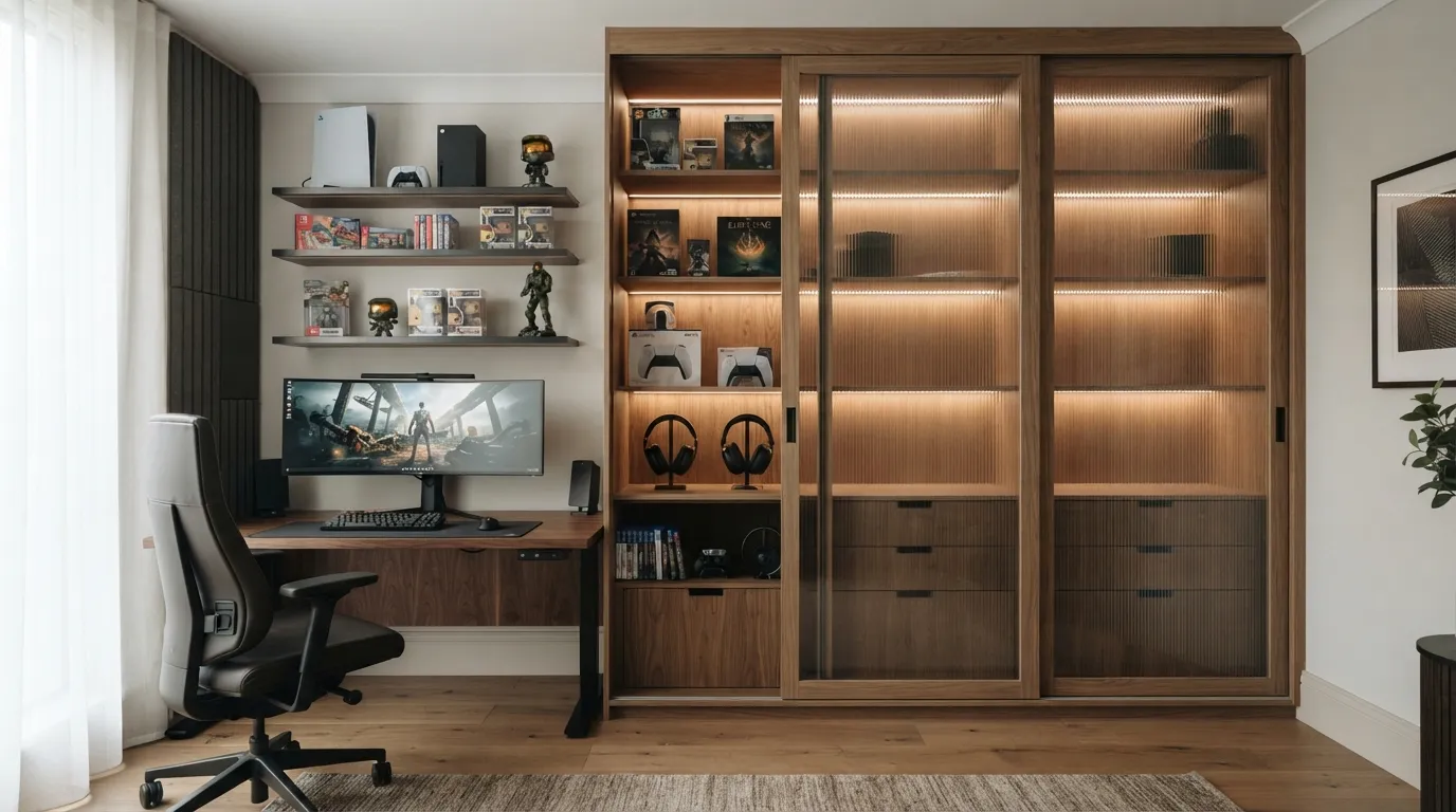game room Sliding Door Storage