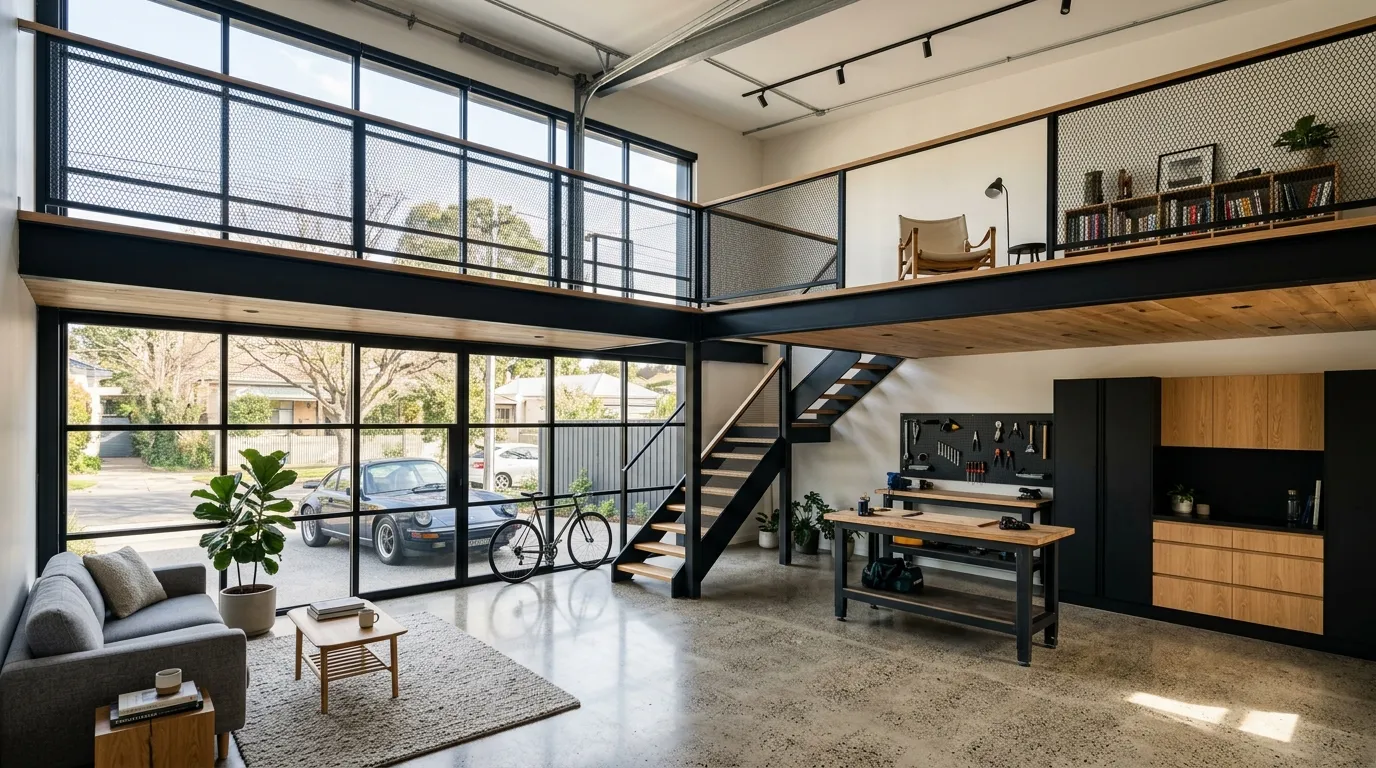 garage loft designs Black Framed Loft