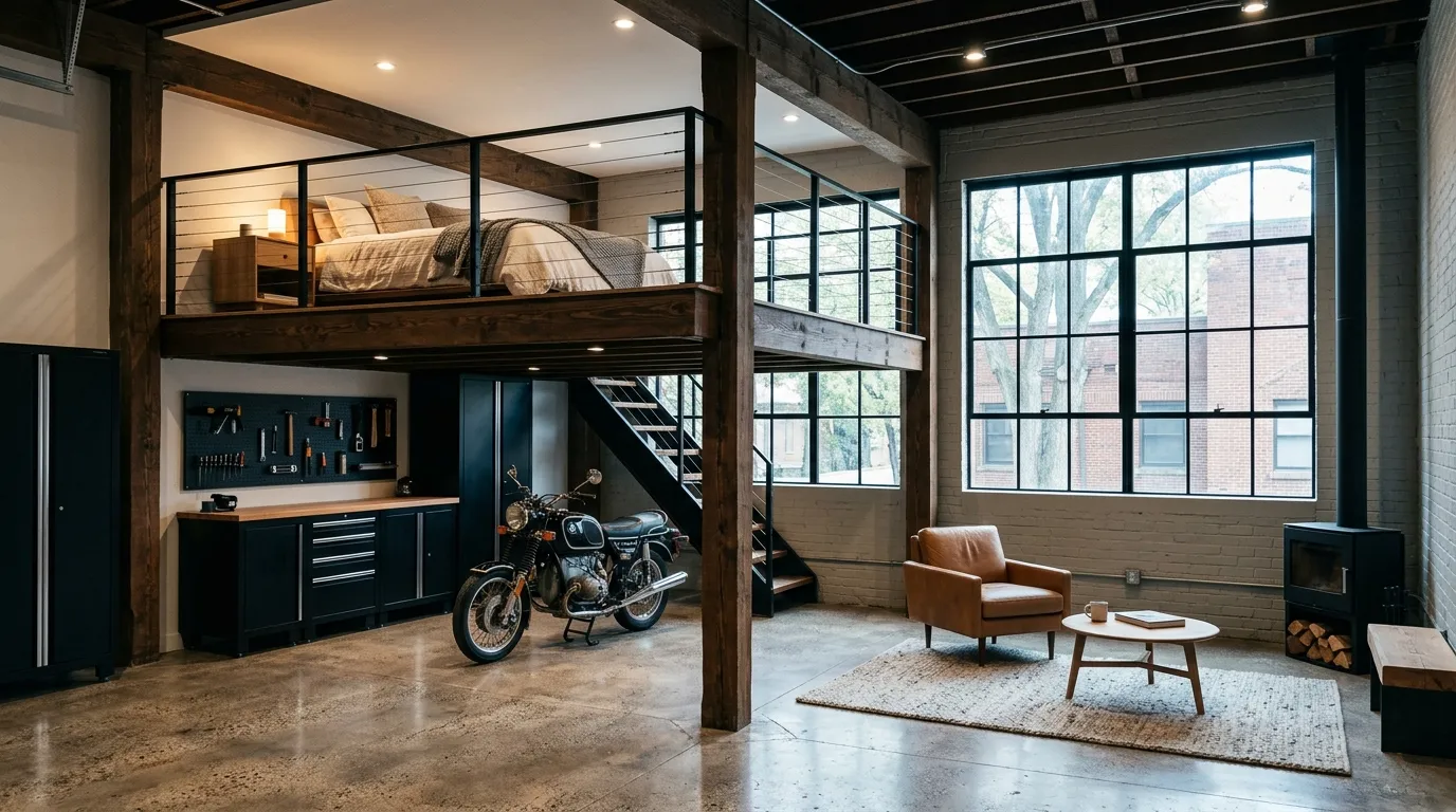 garage loft designs Exposed Beam Loft