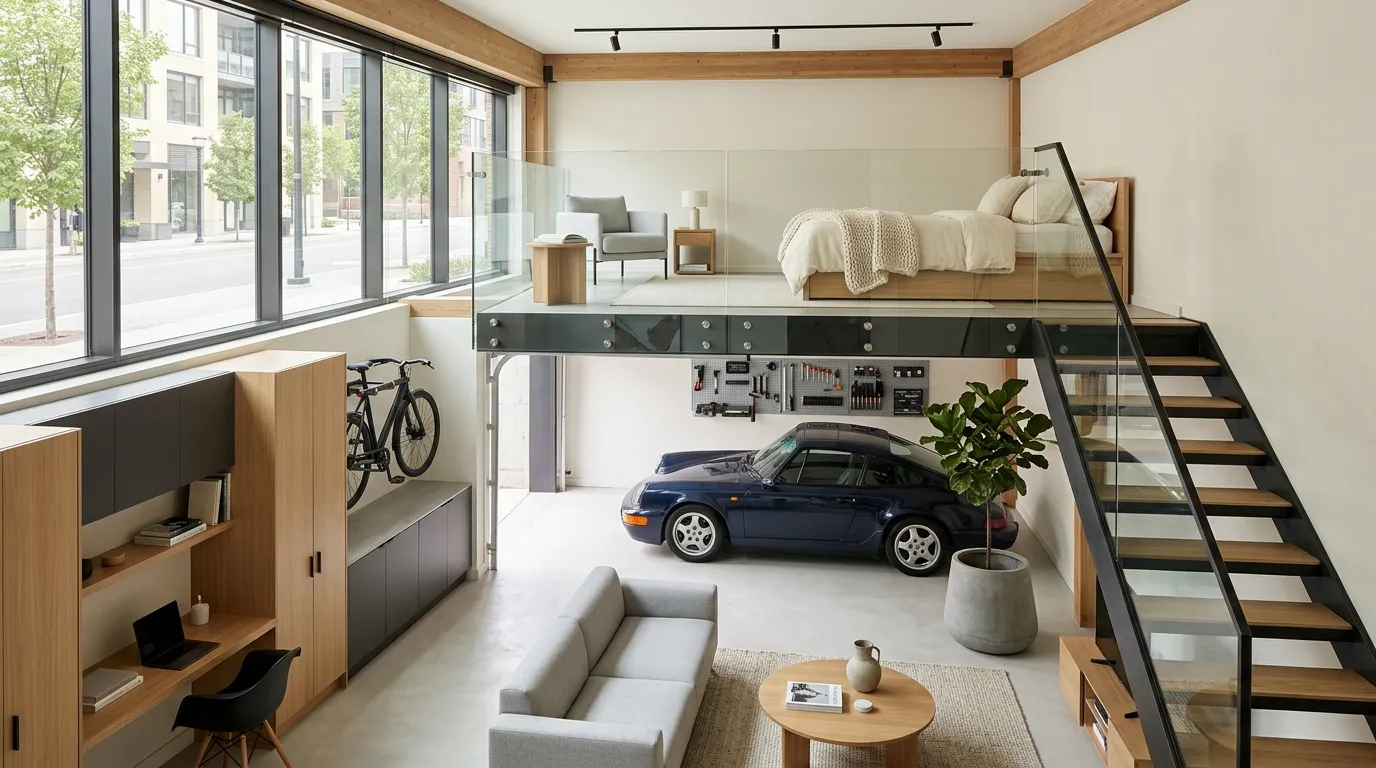 garage loft designs Glass Railing Loft