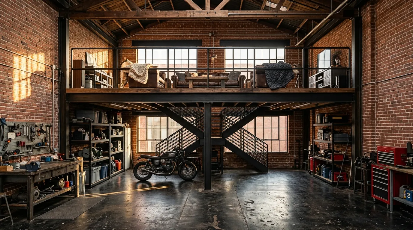 garage loft designs Industrial Steel Platform