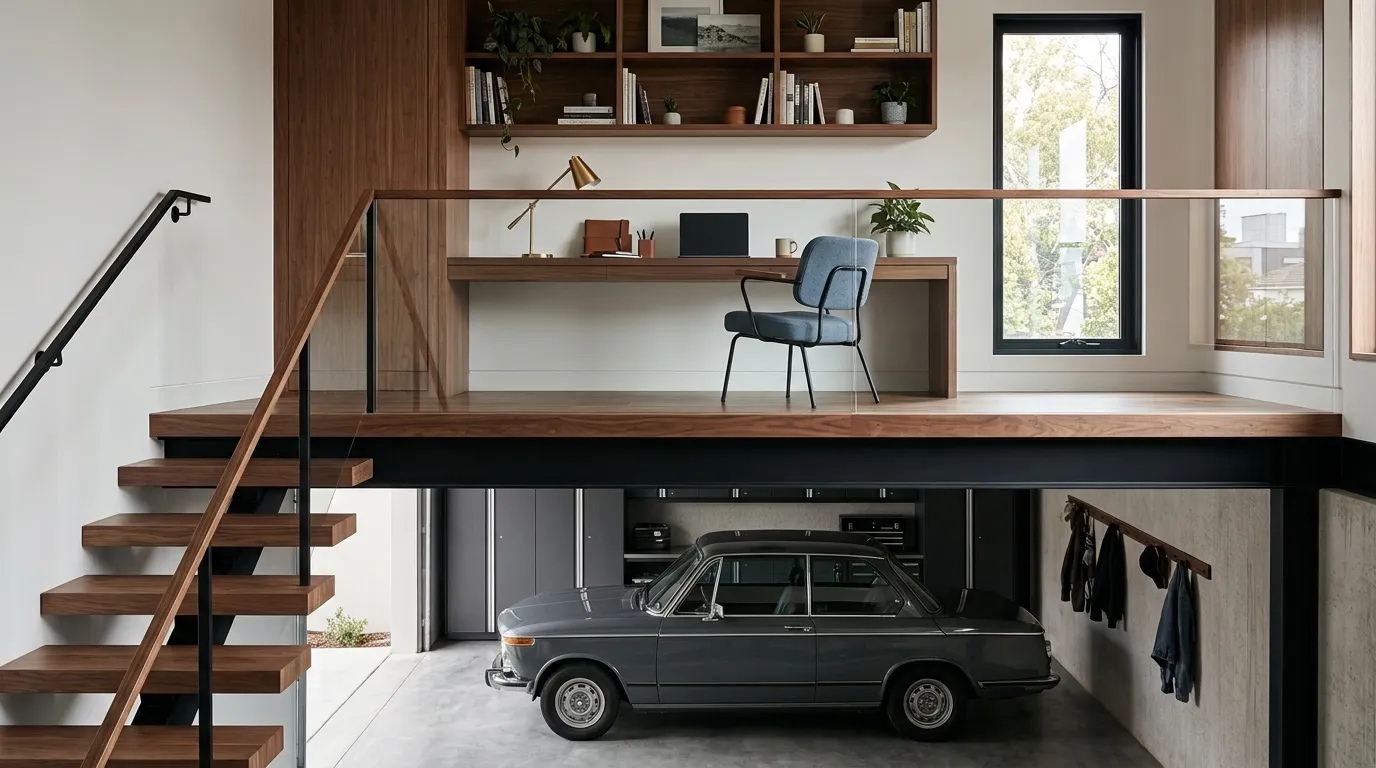 garage loft designs Mezzanine Home Office
