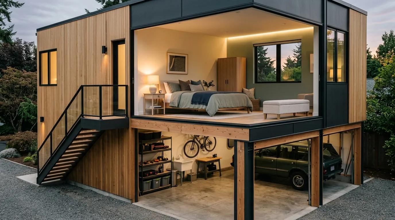 garage loft designs Modern Guest Loft
