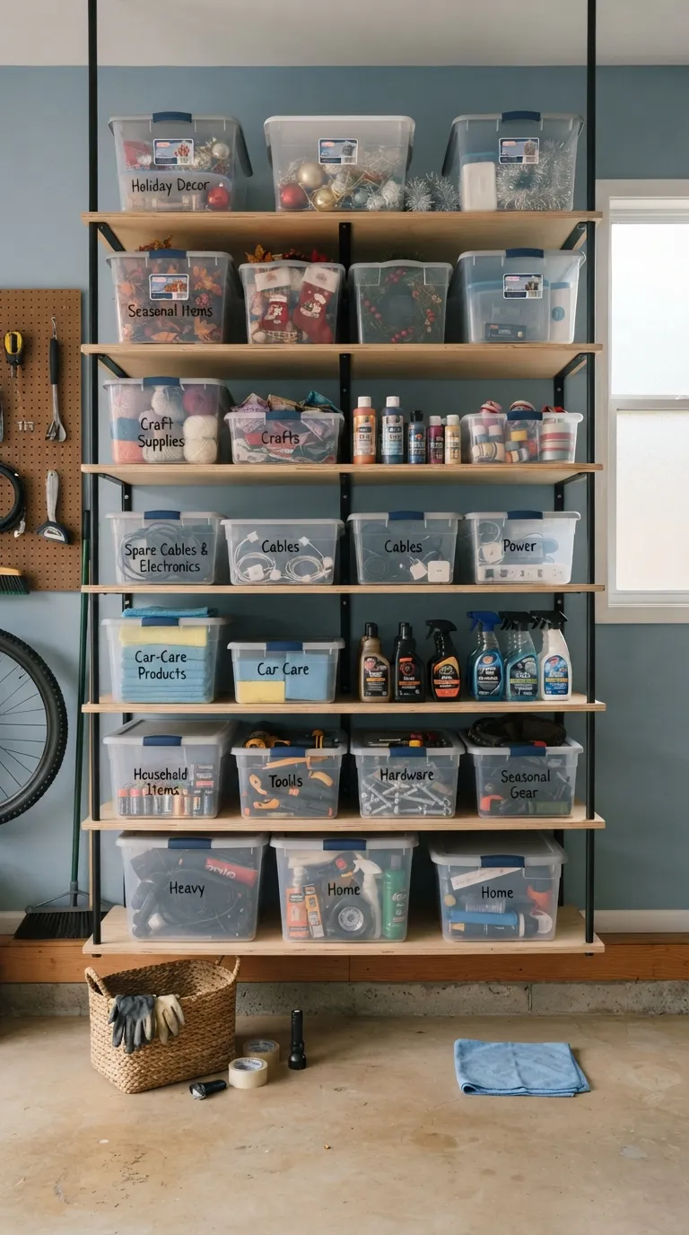 garage storage ideas Clear Storage Bins