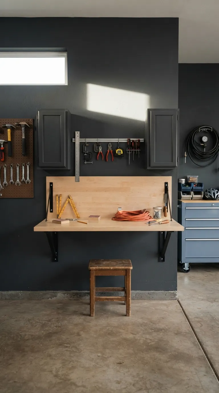garage storage ideas Fold-Down Workbench