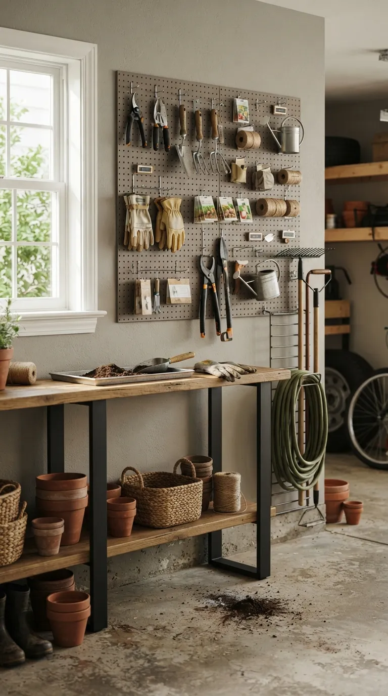 garage storage ideas Pegboard Garden Station