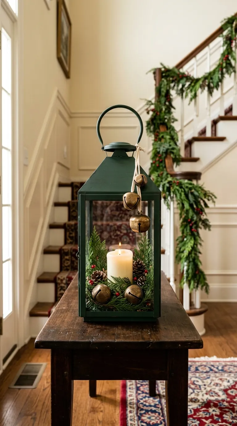 how to decorate a lantern for Christmas Add Tiny Bells for a Festive Touch
