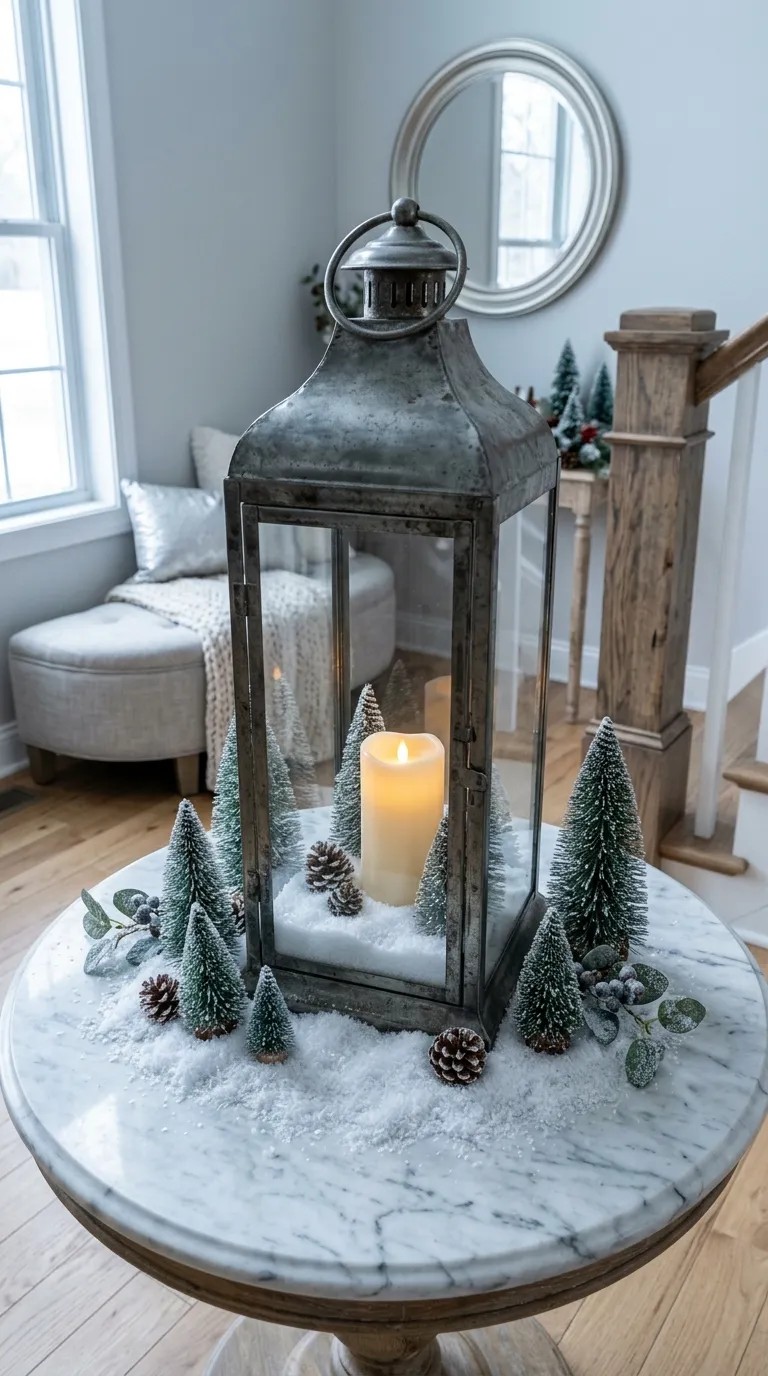 how to decorate a lantern for Christmas Create a Winter Wonderland With Faux Snow