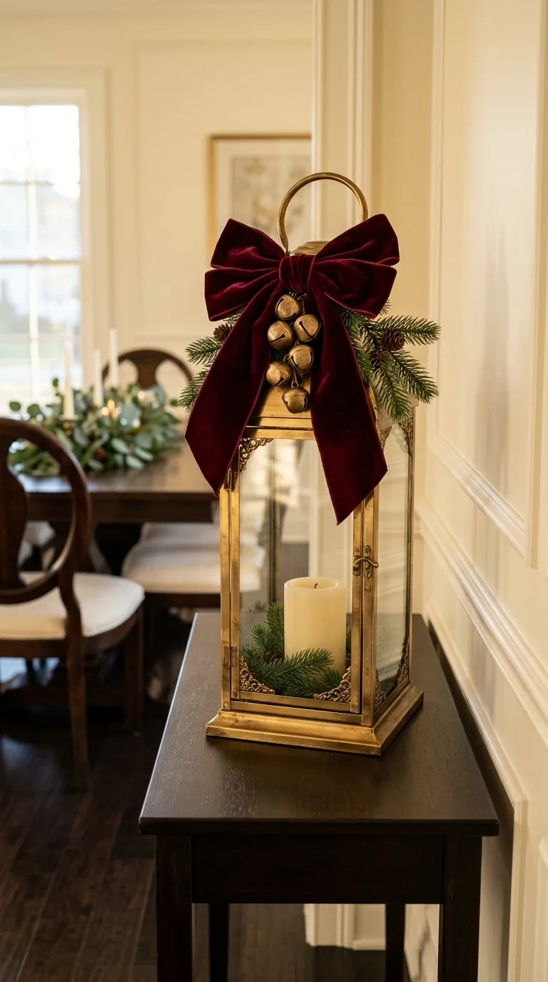 how to decorate a lantern for Christmas Decorate the Lantern With Velvet Ribbon