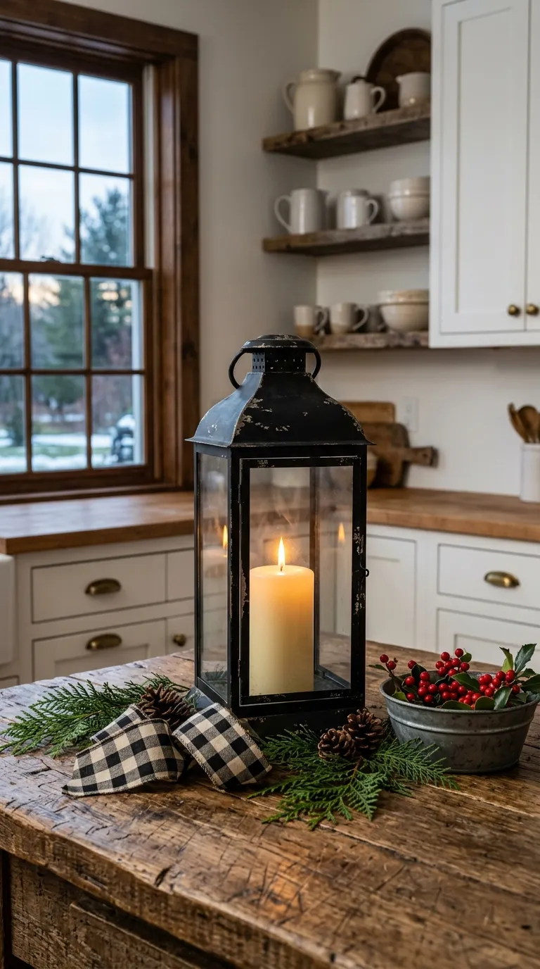 how to decorate a lantern for Christmas Make a Farmhouse Lantern With Buffalo Plaid
