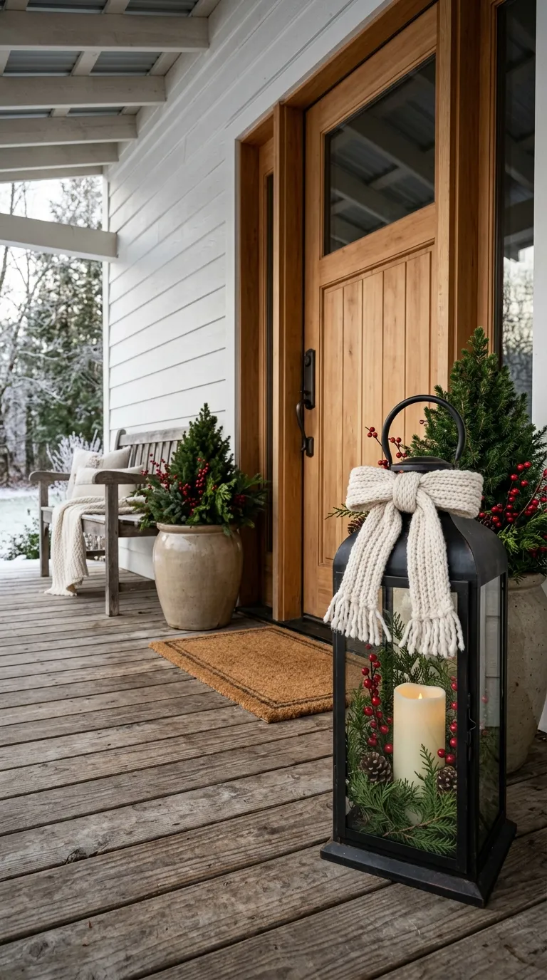 how to decorate a lantern for Christmas Style a Lantern for the Front Porch