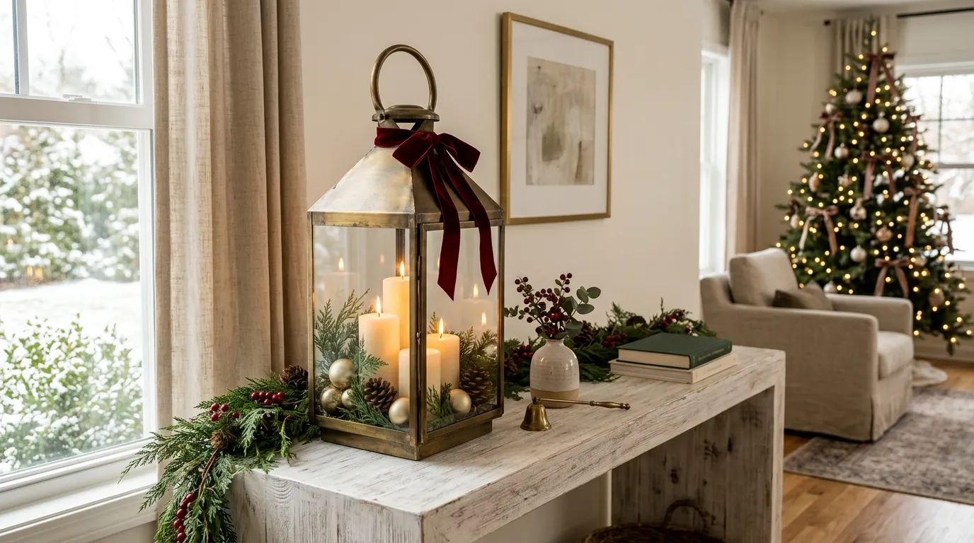 how to decorate a lantern for Christmas