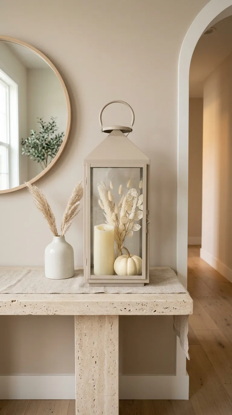 how to decorate a lantern for fall Create a Neutral Fall Lantern