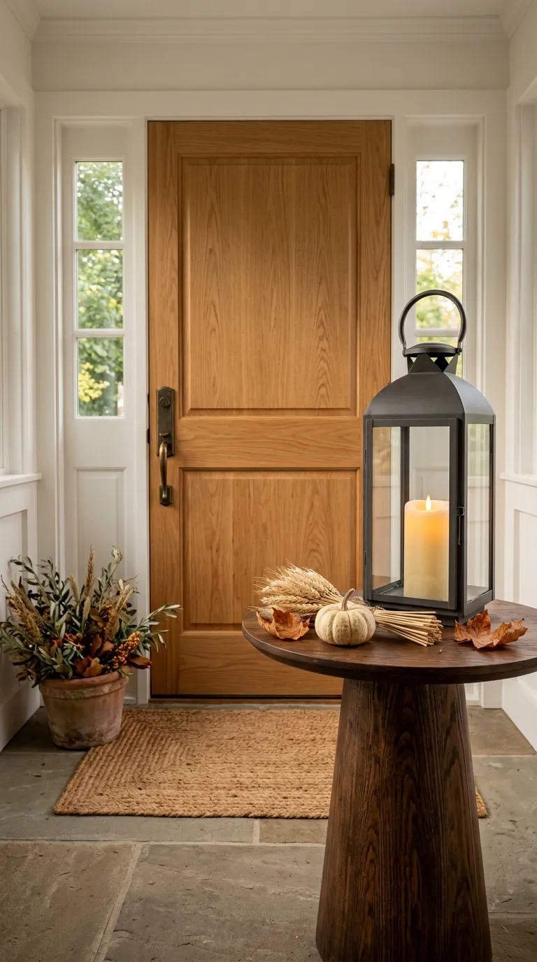 how to decorate a lantern for fall Finish With a Simple Autumn Arrangement