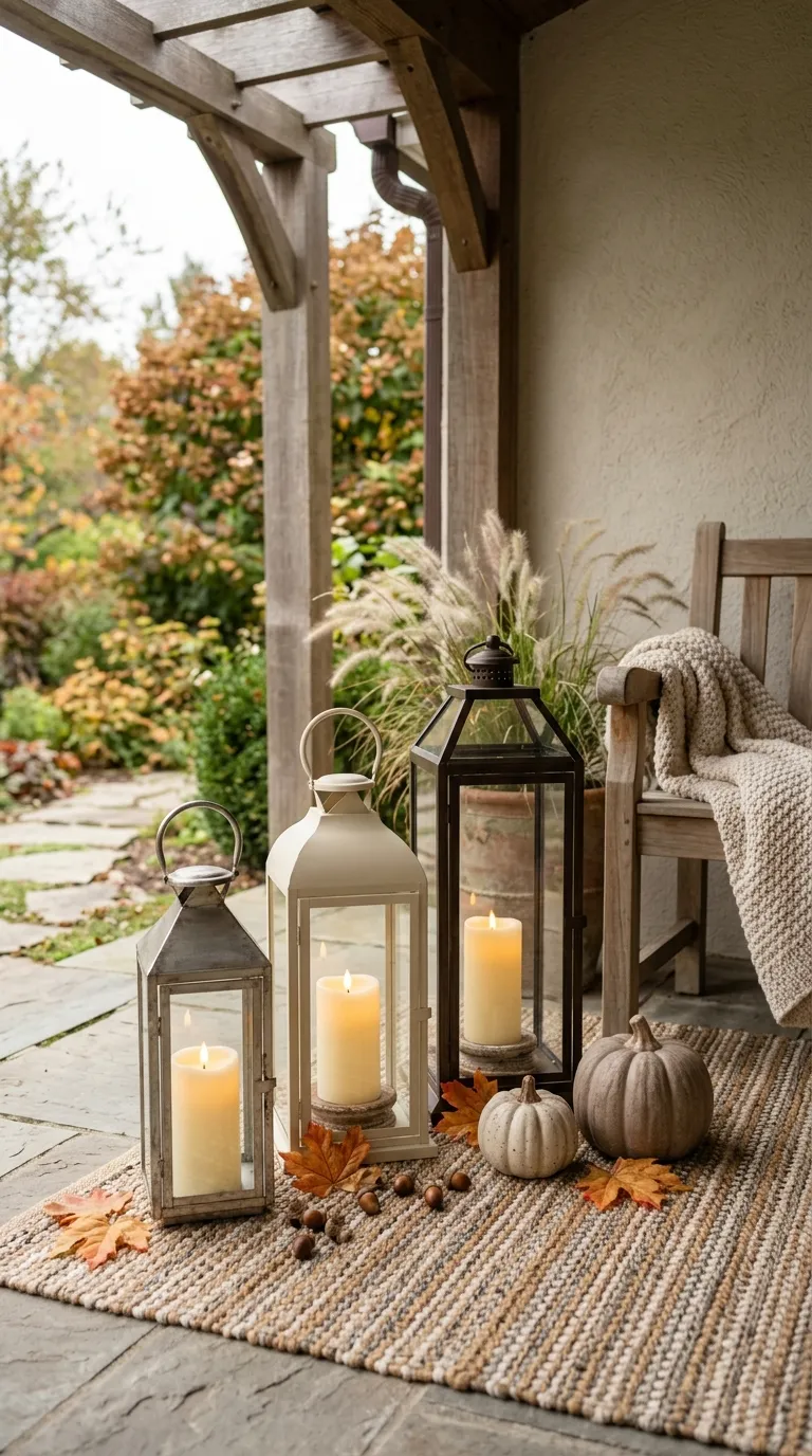 how to decorate a lantern for fall Layer Lanterns in Different Heights