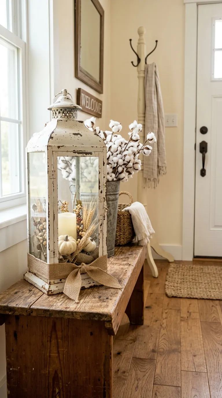 how to decorate a lantern for fall Try a Farmhouse Lantern With Burlap